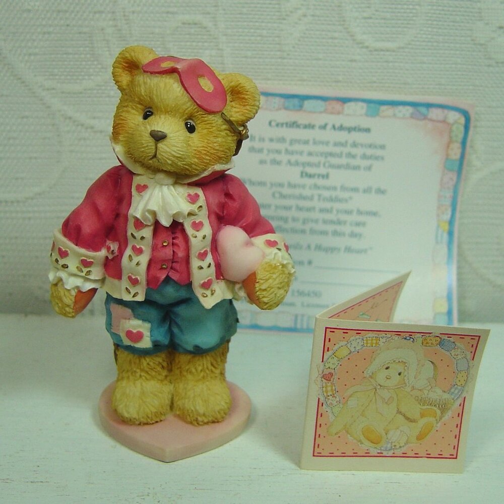 Cherished Teddies figurine-Darrel-Love Unveils a Happy Heart-1995